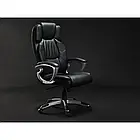 М'яке крісло з високою спинкою з вбудованим підголовником, механізм регуляції TILT, чорна екошкіра, фото 2