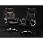 М'яке крісло з високою спинкою з вбудованим підголовником, механізм регуляції TILT, чорна екошкіра, фото 4