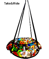 Гойдалка підвісна Take&Ride кругла «Гніздо лелеки» Minecraft 100 см з подушкою