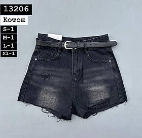 Жіночі джинсові шорти з чорного деніму 13206 S,M,L,XL упаковка 4 шт