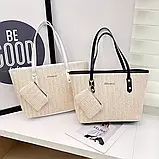 Жіноча велика сумка із плетеної соломи, розмір 28/24 см, фото 3