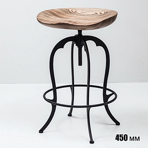 Табурет дерев'яний Loft кухонний на кухню з твердим сидінням на металевій основі табуретки дерев'яні для кухні 450 мм
