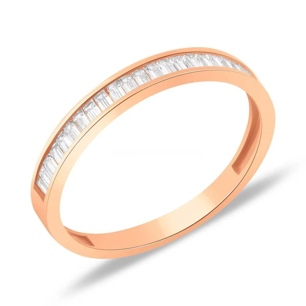 Кольцо золотистое Xuping Jewelry медицинское золото с переливающимися белыми кристаллами 18К ширина 3 мм