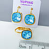 Сережки Бірюзовий Swarovski, медсплав Xuping позолота 18K, фото 3
