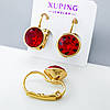 Сережки Червоний Swarovski, медсплав Xuping позолота 18K, фото 4