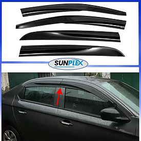 Дефлектори вікон, вітровики на Peugeot 301 седан 2012-2022 (скотч) Sunplex