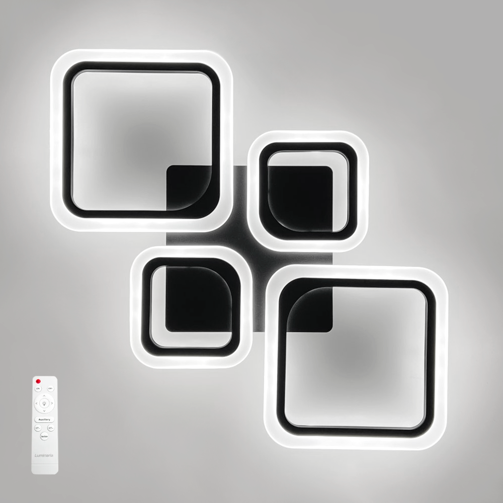 Керована світлодіодна LED люстра OVAL 80W 4S чорна BLACK Luminaria з пультом ДУ 220V IP20 8000Lm 725×423×55мм, фото 1