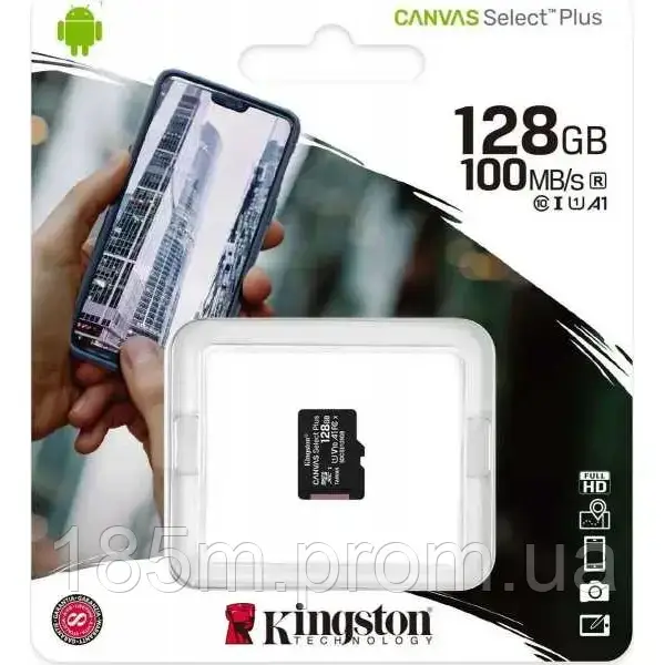 Карта пам'яті KINGSTON microSD 128 GB UHS Class 10 100R без адаптера, фото 1