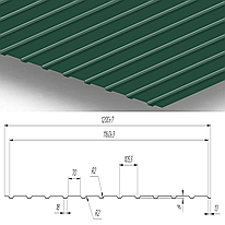 Профнастил С-10 0.45 мм Ral 6005 поліестер (зелений мох)