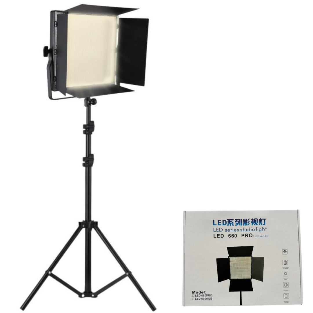 Світлодіодна лампа прожектор LED 660 PRO для фото та відеозйомки + Штатив, фото 1