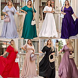 Жіноча однотонна сукня максі довжини Тканина шовк Розміри 50-52, 54-56, 58-60, 62-64, фото 2