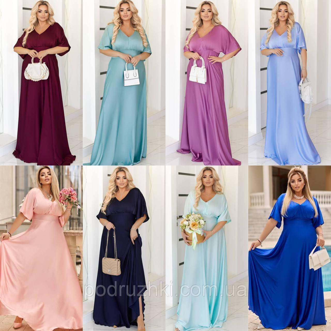 Жіноча однотонна сукня максі довжини Тканина шовк Розміри 50-52, 54-56, 58-60, 62-64, фото 1