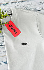 Футболка чоловіча Hugo Boss Батал сіра спортивна футболка Бос великі розміри Туреччина, фото 4