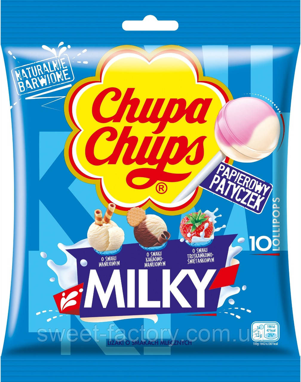 Льодяники на паличці Chupa Chups Milky 10s 120g, фото 1