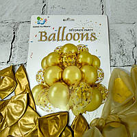 Повітряні кульки латексні з конфетті 30 шт 30 см Золоті N-1480-7
