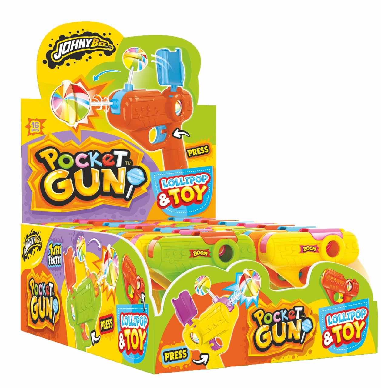 Цукерки Pocket Gun POP 16шт/дисп TM Johny Bee