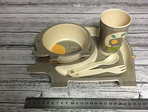 Набір дитячого посуду Слон з бамбукового волокна Eco Bamboo fibre kids set з 5 предметів, фото 3