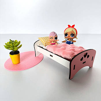 Ліжко для ляльок до 12 см NestWood рожеве