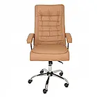 Стильне робоче крісло з екошкіри на металевих ніжках з роликами, механізмом регуляції TILT, біле, фото 2