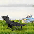 Кемпінгове складне крісло з підніжкою (163×88×54см) / Крісло ліжко / Туристичне крісло шезлонг, фото 4