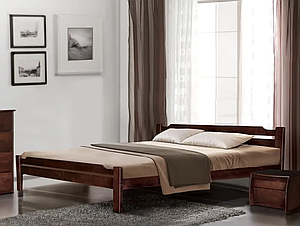 Ліжко двоспальне з масиву вільхи Ольга каштан