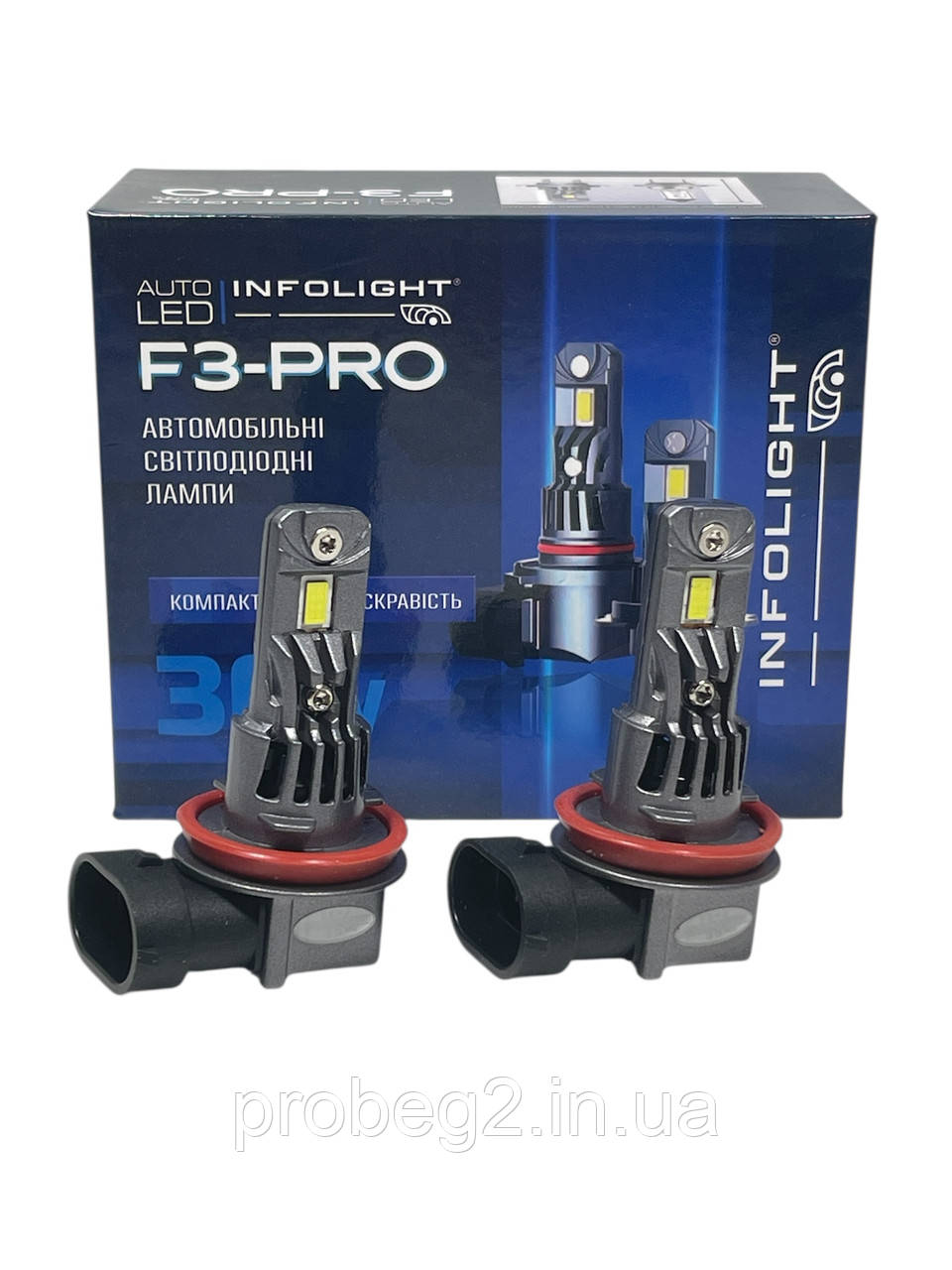 Світлодіодні led-лампи h11 h9 30 w 5600 lm 6000 kmlight F3-Pro 12 v комплект