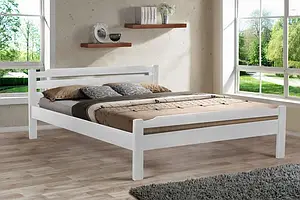 Ліжко двоспальне з масиву вільхи Ольга біла