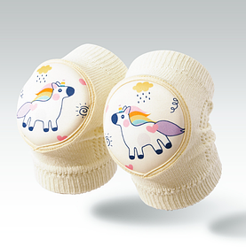 Дитячі трикотажні наколінники «Єдиноріжка» бежевого кольору (70081)