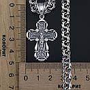 Срібна цепочка з хрестиком чоловіча Бісмарк. Срібний хрест з камінчиками і ланцюжок срібло. 55 см, фото 5