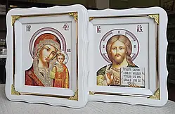 Ікона для вінчання, вінчальна пара (білий кіот) 24х21см