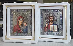Ікони "Вінчальна Пара" в білому кіоті 24х21см