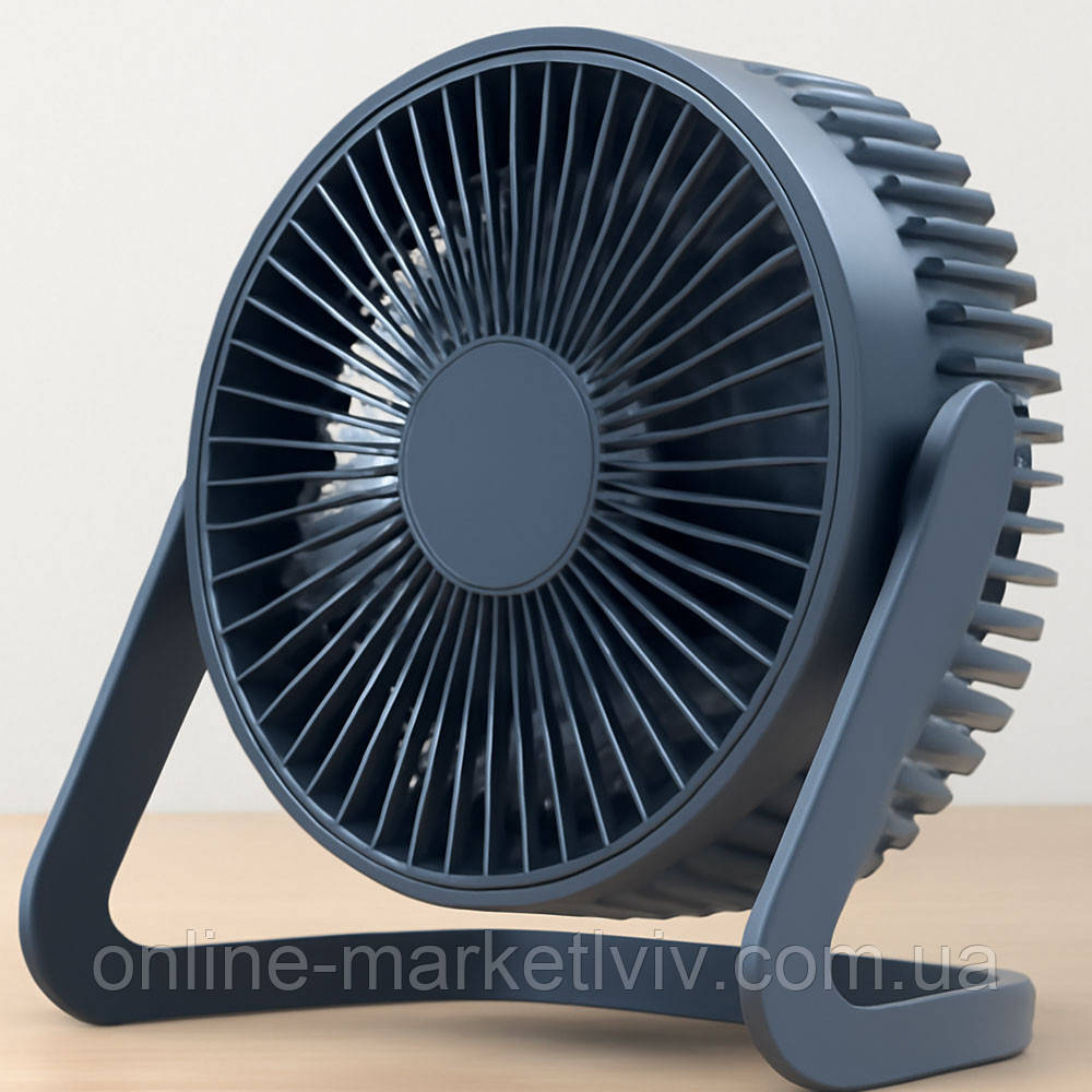 Настільний міні-вентилятор 360°, від USB, Чорний / Портативний вентилятор настільний / Вентилятор з обертанням