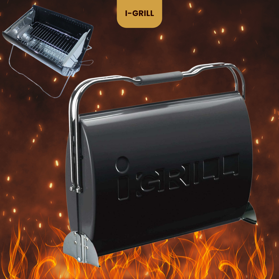 Гриль портативний вугільний I-GRILL Складаний барбекю для подорожей, дачі, пікніка з решіткою Чорний