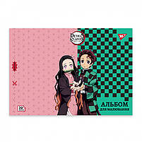 Альбом для малювання А4 20 арк скоба з перфорацією 100 г/м2 Demon Slayer Асорті дів, фото 2