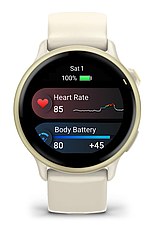 Смарт-годинник Garmin Vivoactive 6 Lunar Gold with Bone Band, фото 3