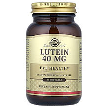 Лютеїн, Lutein, Solgar, 40 мг, 30 гелевих капсул