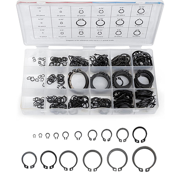 Набір стопорних кілець для надійної фіксації деталей на осях та валах 300 шт