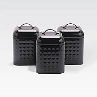 Набір металевих ємностей Maestro MR-1676-3S-BLACK для чаю кави та цукру Комплект із трьох баночок 900 мл