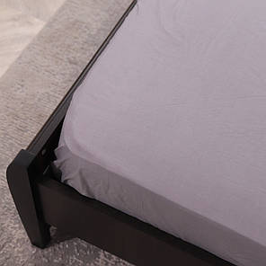 Натяжне захисне сіре простирадло гумка односпальне з бязі (90*200*25) , бавовняне щільне, фото 3