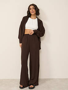 Костюм жіночий Breezy Palazzo (сорочка та палаццо) - Шоколад
