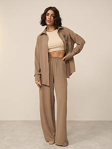 Костюм жіночий Breezy Palazzo (сорочка та палаццо) - Капучіно