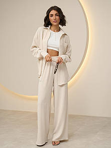 Костюм жіночий Breezy Palazzo (сорочка та палаццо) - Бежевий