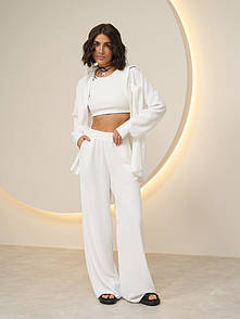 Костюм жіночий Breezy Palazzo (сорочка та палаццо) - Білий