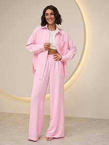 Костюм жіночий Breezy Palazzo (сорочка та палаццо) - Рожевий