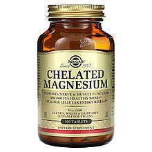 Магній хелат, Chelated Magnesium, Solgar, 100 таблеток