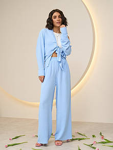 Костюм жіночий Breezy Palazzo (сорочка та палаццо) - Світло-блакитний