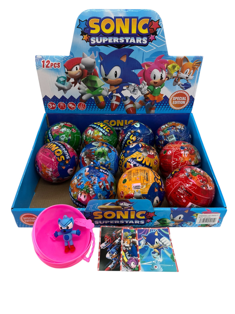 Іграшка Sonic та 3 картки у шарі 9 см.