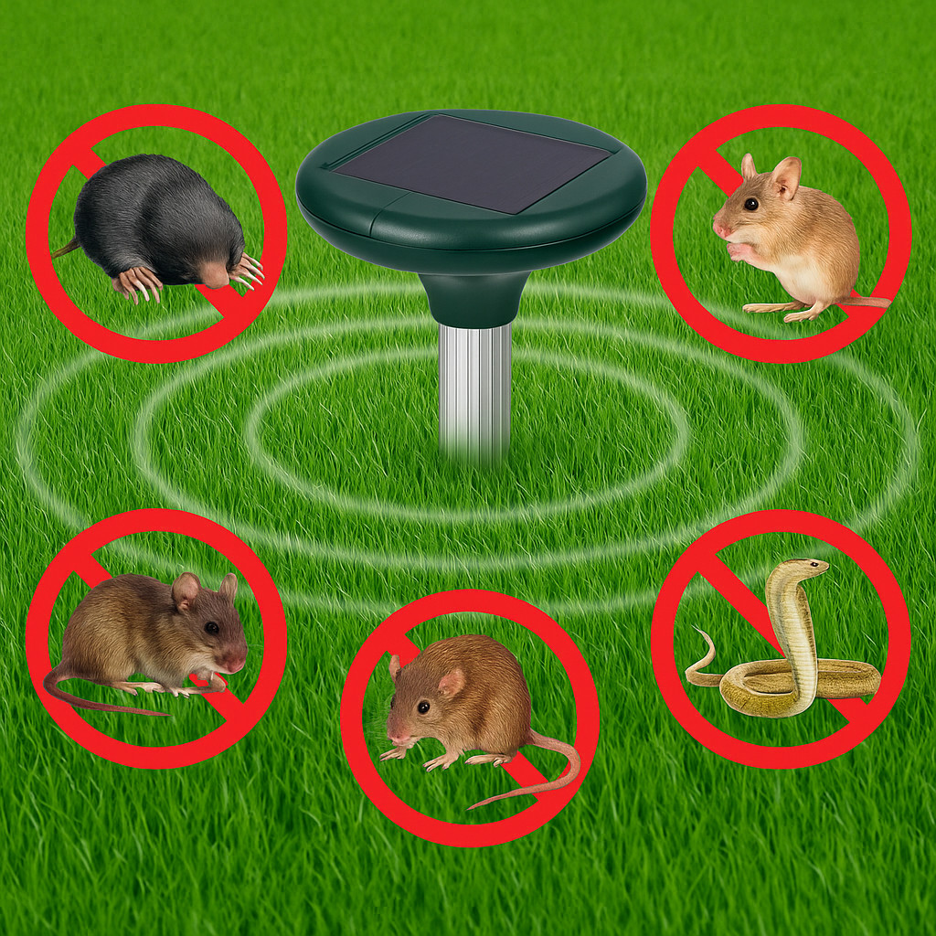 Ультразвуковий відлякувач кротів на сонячних батареях Solar Rodent Repeller (Круглий), засіб від кротів