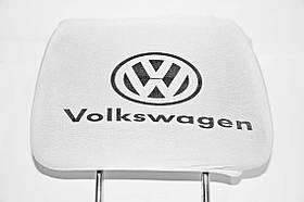 Чохол підголовників VW білий чорний логотип