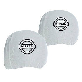 Чохол підголівників NISSAN білий-чорний логотип